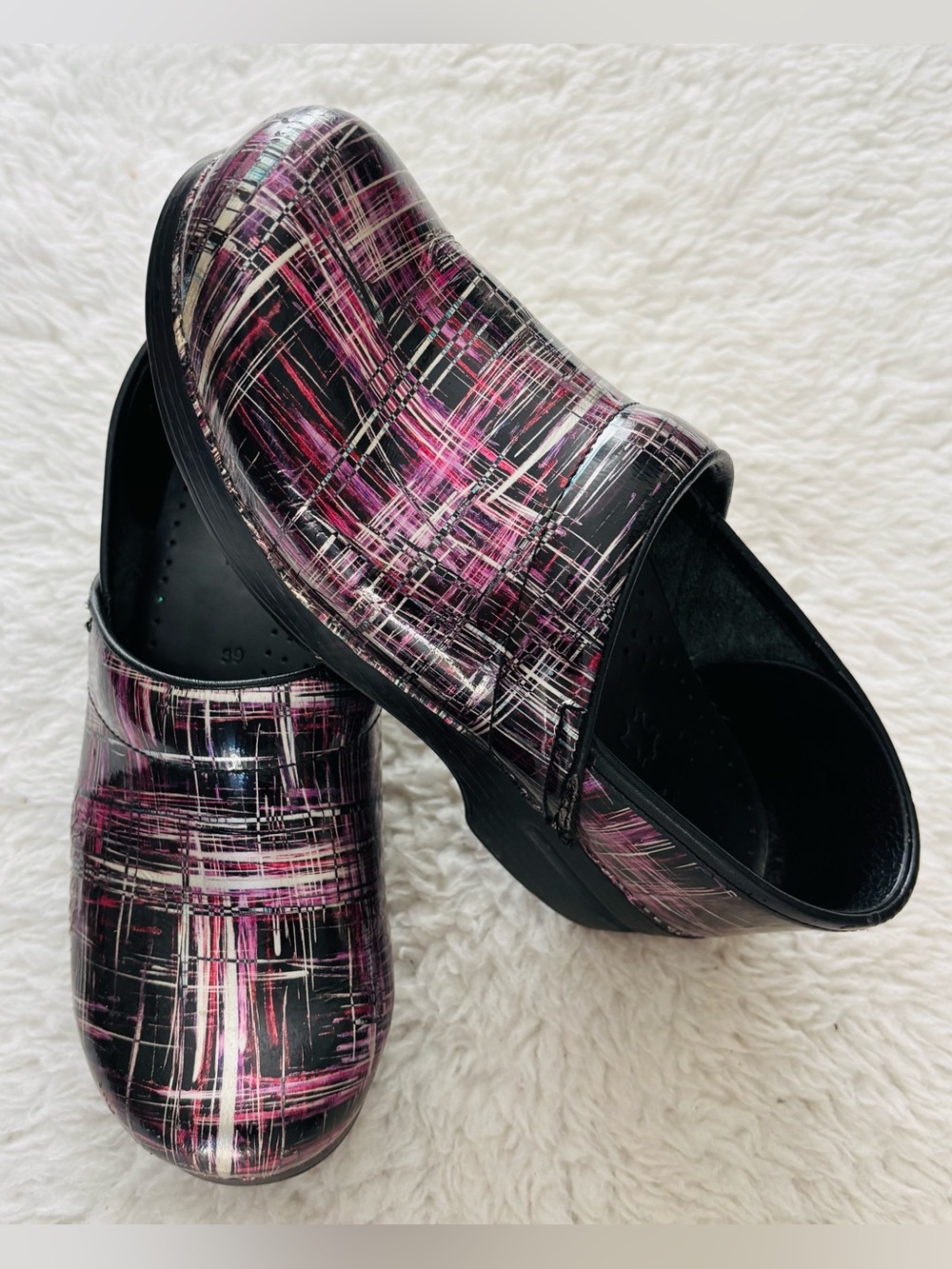Dansko Patent Leather Multicolor Slip on Clogs Shoes size EU 39 - Picture 1 of 13